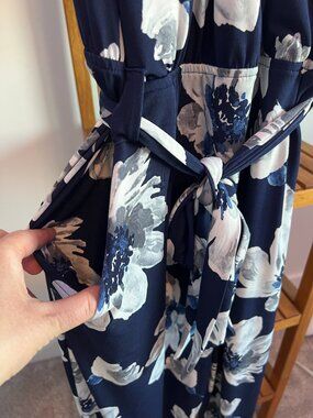 Sleeveless wide leg jumpsuit in navy floral